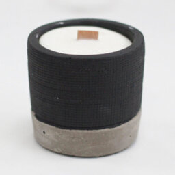 Serenityy Concrete Wooden Wick Candle - Black Brandy Butter 300G - Reusable Concrete Pot - thumbnail 2