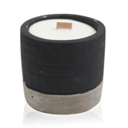 Serenityy Concrete Wooden Wick Candle - Black Brandy Butter 300G - Reusable Concrete Pot
