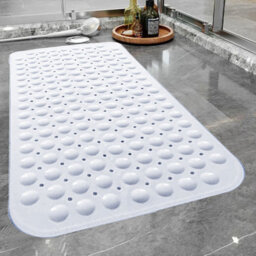 Ameha Non Slip Shower Mat White 40 X 100 Cm Extra Large Bath Tub With Strong Suction Cups Grip And Drain Holes Pvc Mats - thumbnail 3