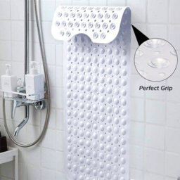 Ameha Non Slip Shower Mat White 40 X 100 Cm Extra Large Bath Tub With Strong Suction Cups Grip And Drain Holes Pvc Mats - thumbnail 4