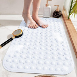 Ameha Non Slip Shower Mat White 40 X 100 Cm Extra Large Bath Tub With Strong Suction Cups Grip And Drain Holes Pvc Mats - thumbnail 2