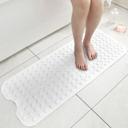 Ameha Non Slip Shower Mat White 40 X 100 Cm Extra Large Bath Tub With Strong Suction Cups Grip And Drain Holes Pvc Mats - thumbnail 7