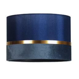 Britalia Navy Blue Velvet & Fabric Drum Pendant Shade With Gold Metallic Band 30Cm - thumbnail 2