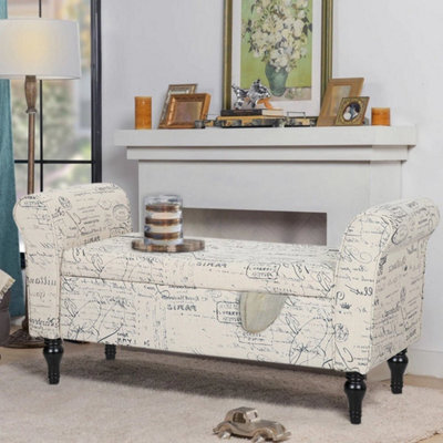Bedroom Ottoman Storage Bench Accent Fabric End Stool Window Seat For Hallway - image 1