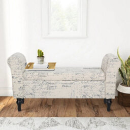 Bedroom Ottoman Storage Bench Accent Fabric End Stool Window Seat For Hallway - thumbnail 3