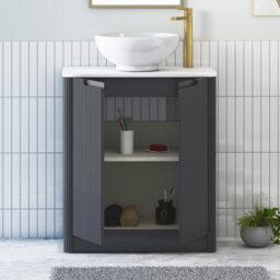 Royal Bathrooms Avenza 600mm Matt Obsidian Black Floor Standing Bathroom Vanity Unit 2 Door With Breeze Basin - thumbnail 5