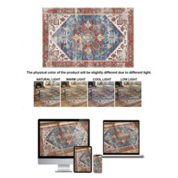 Decoranddecor Rug, Washable Rugs, Kitchen Rugs, Bath Mats, 60X90Cm, Non-Slip, Pet Friendly, Low Pile, Traditional Rug - Mirela - thumbnail 9