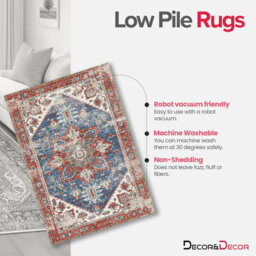 Decoranddecor Rug, Washable Rugs, Kitchen Rugs, Bath Mats, 60X90Cm, Non-Slip, Pet Friendly, Low Pile, Traditional Rug - Mirela - thumbnail 6