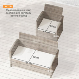 Outsunny 3Pcs Rattan Garden Seat Cushions Pads For Patio Furniture - thumbnail 3