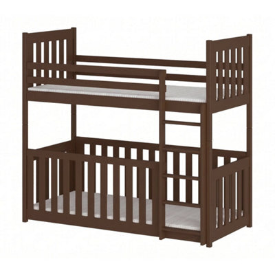 Arte Dark Chocolate Wooden Bunk Bed With Cot Bed & 2 Bonnell Mattresses 90 X 190 Cm - image 1