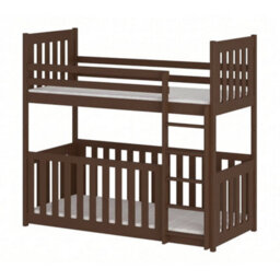 Arte Dark Chocolate Wooden Bunk Bed With Cot Bed & 2 Bonnell Mattresses 90 X 190 Cm - thumbnail 1