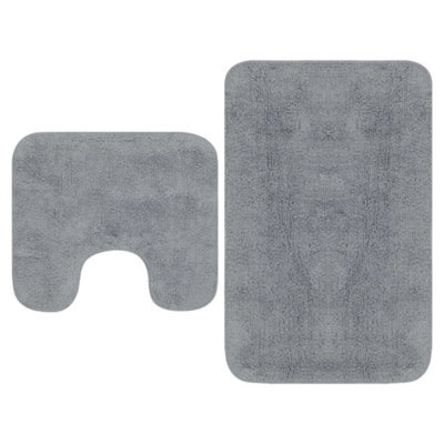 Vidaxl Bathroom Mat Set 2 Pieces Fabric Grey - image 1