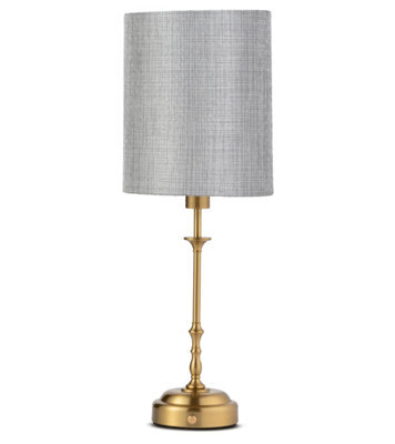 Lighting Supermarket Florence Rechargeable Antique Brass Table Lamp With Grey Linen Shade - image 1