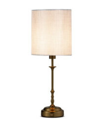 Lighting Supermarket Florence Rechargeable Antique Brass Table Lamp With Grey Linen Shade - thumbnail 2