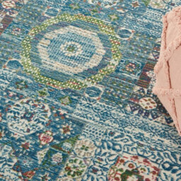 Ivory Blue Rug, Stain-Resistant Luxurious Rug, Traditional Bordered Floral Rug For Bedroom, & Diningroom-269Cm X 361Cm - thumbnail 5