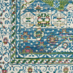 Ivory Blue Rug, Stain-Resistant Luxurious Rug, Traditional Bordered Floral Rug For Bedroom, & Diningroom-269Cm X 361Cm - thumbnail 6
