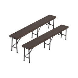 Living And Home Set Of 2 Rattan Plastic Outdoor Folding Bench Brown With Carrying Handle L 180 Cm - thumbnail 2