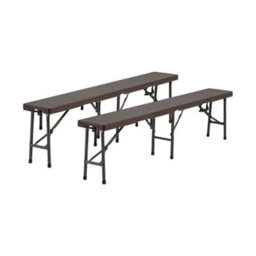 Living And Home Set Of 2 Rattan Plastic Outdoor Folding Bench Brown With Carrying Handle L 180 Cm - thumbnail 3