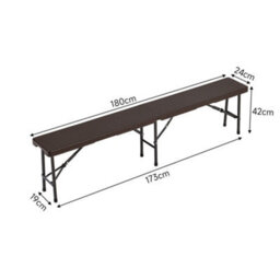 Living And Home Set Of 2 Rattan Plastic Outdoor Folding Bench Brown With Carrying Handle L 180 Cm - thumbnail 5