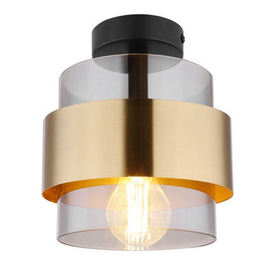 Luminosa Lighting Luminosa Milley Cylindrical Ceiling Light Matt Black Glass Shade 1X E27 - image 1