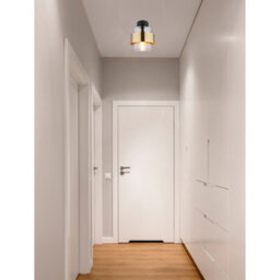 Luminosa Lighting Luminosa Milley Cylindrical Ceiling Light Matt Black Glass Shade 1X E27 - thumbnail 4