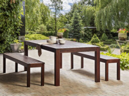 Beliani Garden Dining Table Tuscania 180 Cm 100 Cm Eucalyptus Wood Dark Brown - thumbnail 2