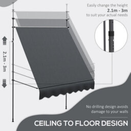 Outsunny 2 X 1.2M Freestanding Retractable Awning, Non-Screw Garden Awning - thumbnail 4