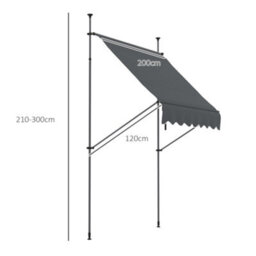 Outsunny 2 X 1.2M Freestanding Retractable Awning, Non-Screw Garden Awning - thumbnail 3