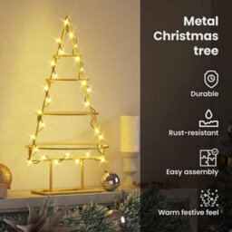 Vidaxl Metal Christmas Tree With Stand Gold 60 Cm Powder-Coated Steel - thumbnail 7