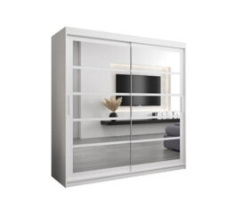 Arte Elegant White Sliding Door Wardrobe H2000mm W2000mm D620mm With Mirrored Panels And Silver Handles - thumbnail 1