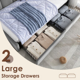 Btm 3Ft Upholstered Daybed 90X190 Cm, Kids Sofa Bed With Drawer Storage, Slatted Frame, Velvet, Grey, No Mattress - thumbnail 4