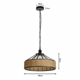 Hemp Rope Pendant Lamp 40Cm Light Fitting Lighting Kit 1M Cable With Chain Hanging E27 Holder Lamp - thumbnail 2
