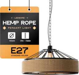 Hemp Rope Pendant Lamp 40Cm Light Fitting Lighting Kit 1M Cable With Chain Hanging E27 Holder Lamp - thumbnail 1