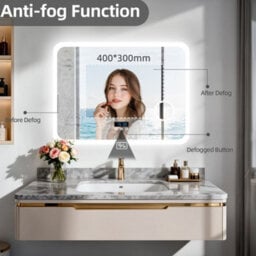 Luvodi 80X60Cm Smart Led Bathroom Mirror With Bluetooth Speaker, Digital Display, 3X Magnifier - thumbnail 7