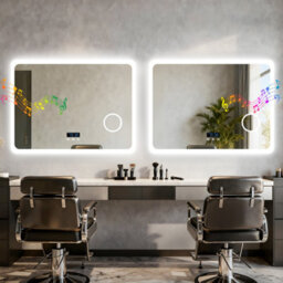 Luvodi 80X60Cm Smart Led Bathroom Mirror With Bluetooth Speaker, Digital Display, 3X Magnifier - thumbnail 8