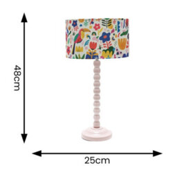 ValueLights Rose Pink Bobbin Stem Table Lamp With Jungle Drum Shade For Living Room Bedroom - thumbnail 5