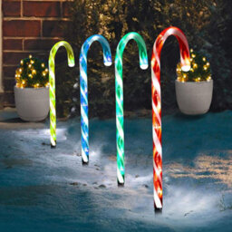 Mantraraj Led Candy Canes Set Of 4 Christmas Outdoor Decoration Pathway Garden Lights Multi Colour Xmas Lights