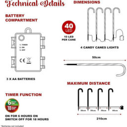 Mantraraj Led Candy Canes Set Of 4 Christmas Outdoor Decoration Pathway Garden Lights Multi Colour Xmas Lights - thumbnail 6