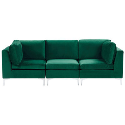Beliani Modular Sofa 3 Seater Evja Velvet Green - image 1