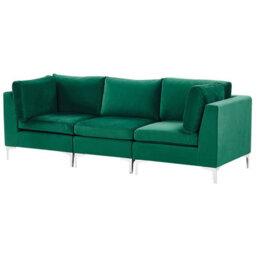 Beliani Modular Sofa 3 Seater Evja Velvet Green - thumbnail 4