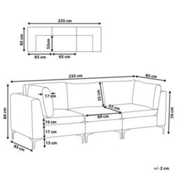 Beliani Modular Sofa 3 Seater Evja Velvet Green - thumbnail 3