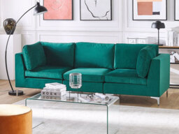 Beliani Modular Sofa 3 Seater Evja Velvet Green - thumbnail 2