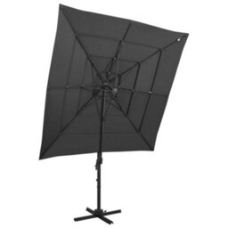 Berkfield 4-Tier Parasol With Aluminium Pole Anthracite 250X250 Cm - thumbnail 1