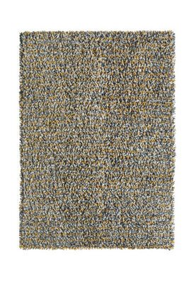 Shaggy Ochre Wool Rug, Abstract Handmade Rug With 50mm Thickness, Luxurious Rug For Bedroom, & Diningroom-120Cm X 170Cm - image 1