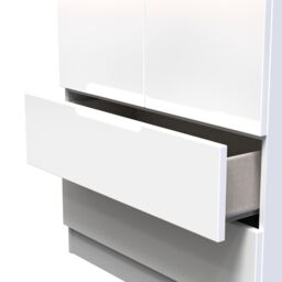 Messina Ready Assembled Modern Gloss White 2 Drawer Tall Double Wardrobe (H)1970mm (W)770mm (D)530mm - thumbnail 4
