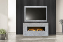 Acantha Bloc Pre-Built Fully Inset Media Wall Suite & Tv Board In Concrete Effect - thumbnail 1