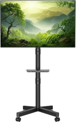 ATEK Mobile Tv Stand On Wheels For 23 To 60 Inch Screens, Portable Rolling Tv Trolley Stand Media Shelf, Max Vesa 400X400mm, Load 25Kg - image 1