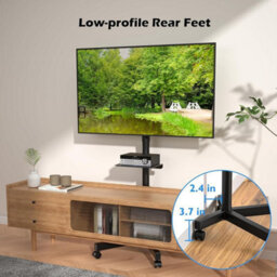 ATEK Mobile Tv Stand On Wheels For 23 To 60 Inch Screens, Portable Rolling Tv Trolley Stand Media Shelf, Max Vesa 400X400mm, Load 25Kg - thumbnail 6