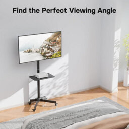 ATEK Mobile Tv Stand On Wheels For 23 To 60 Inch Screens, Portable Rolling Tv Trolley Stand Media Shelf, Max Vesa 400X400mm, Load 25Kg - thumbnail 9