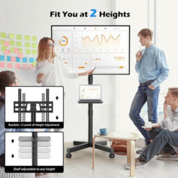 ATEK Mobile Tv Stand On Wheels For 23 To 60 Inch Screens, Portable Rolling Tv Trolley Stand Media Shelf, Max Vesa 400X400mm, Load 25Kg - thumbnail 8
